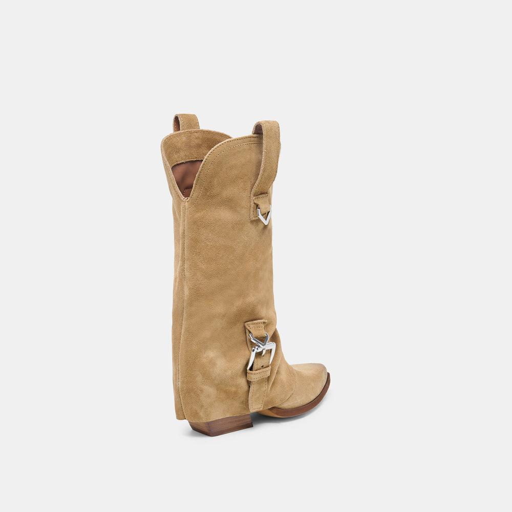 ROGUE Camel Suede Mid-Calf Western Slouch Boots / Dolce Vita