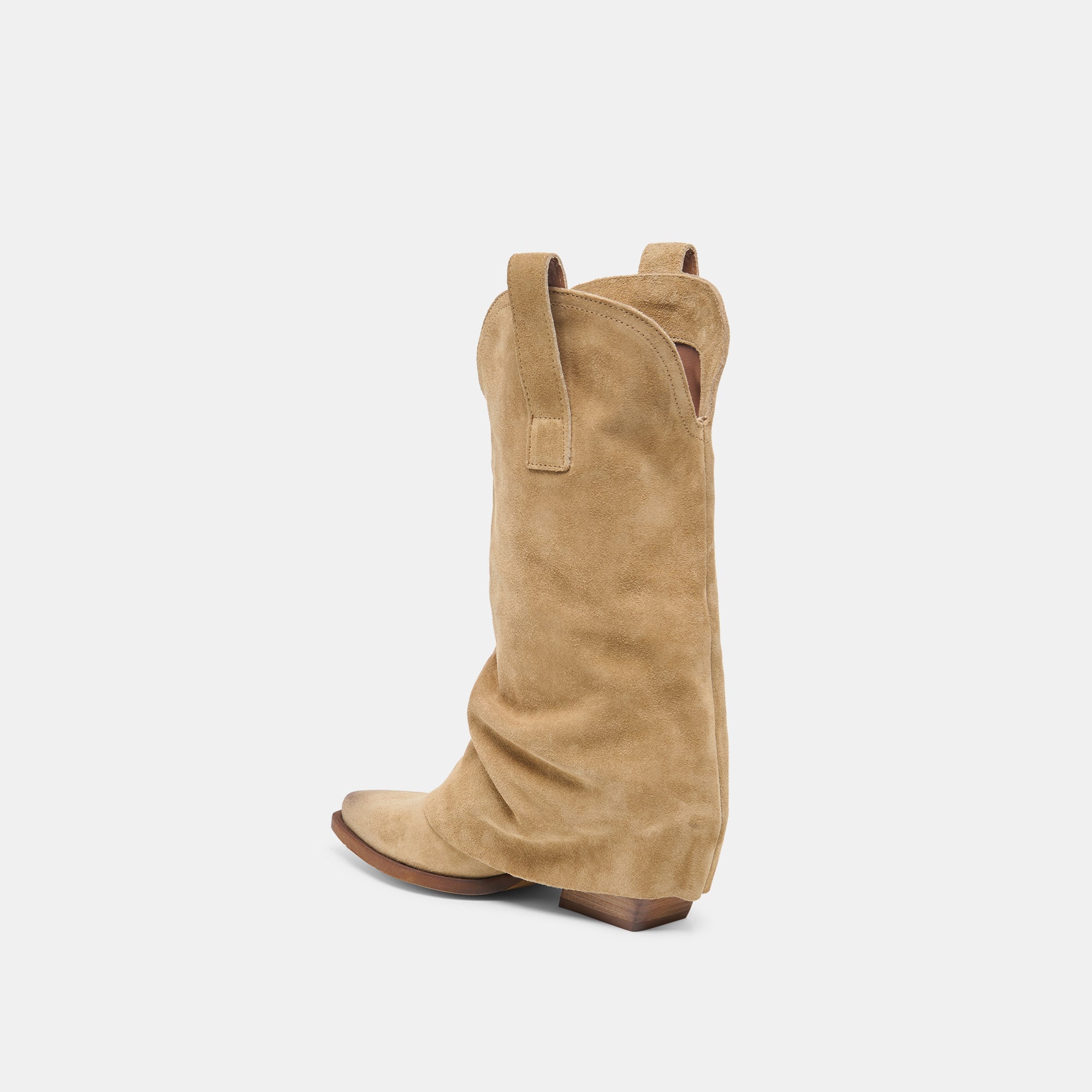 ROGUE Camel Suede Mid-Calf Western Slouch Boots / Dolce Vita