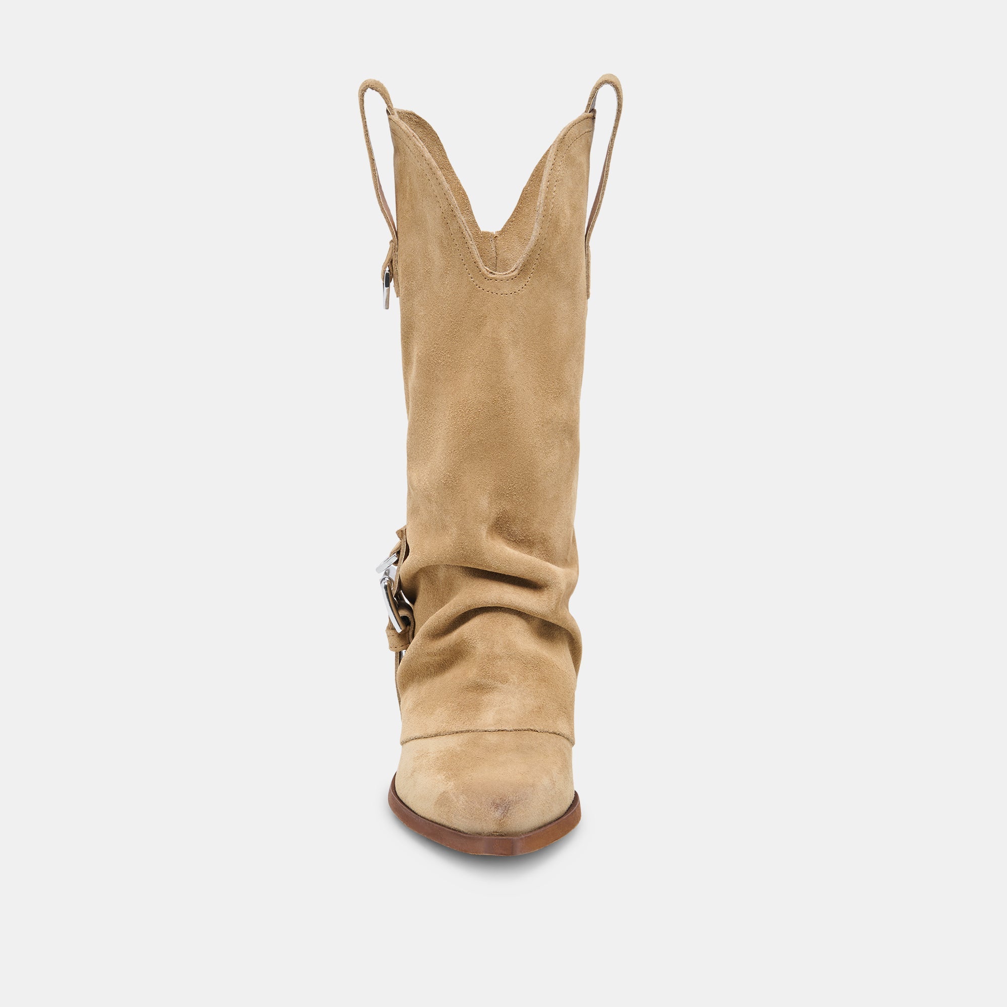 ROGUE Camel Suede Mid-Calf Western Slouch Boots / Dolce Vita