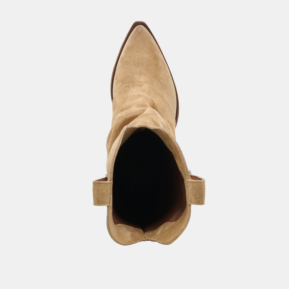 ROGUE Camel Suede Mid-Calf Western Slouch Boots / Dolce Vita