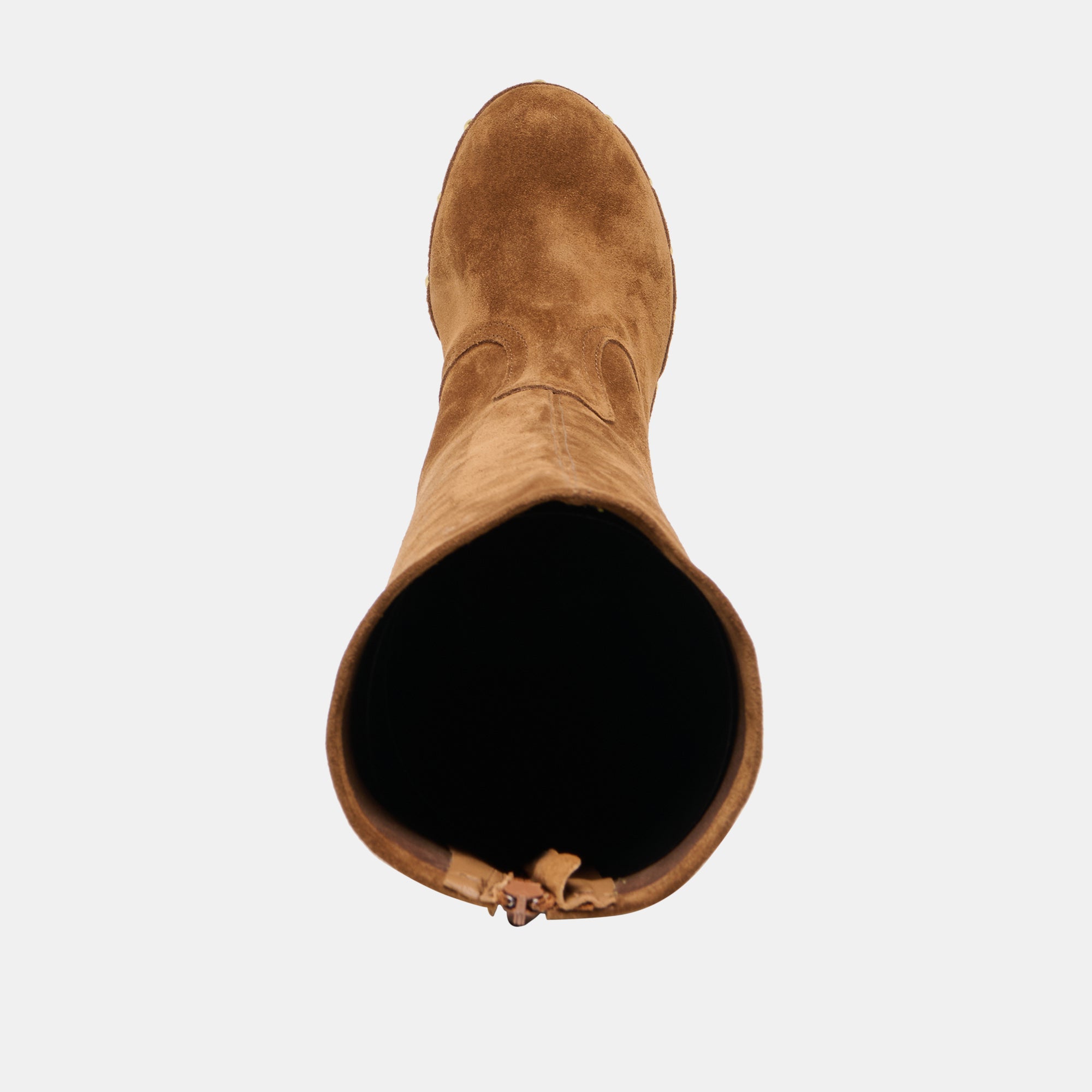 JENNY Chestnut Suede Knee-High Platform Wood Sole Boots / Dolce Vita