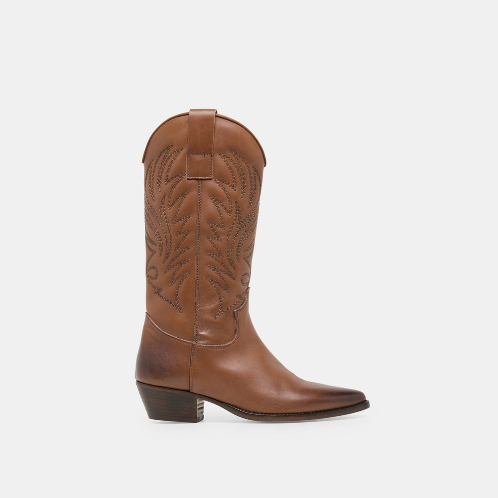 Tanner Chestnut Leather Boots / Dolce Vita