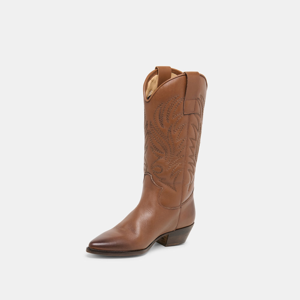 Tanner Chestnut Leather Boots / Dolce Vita
