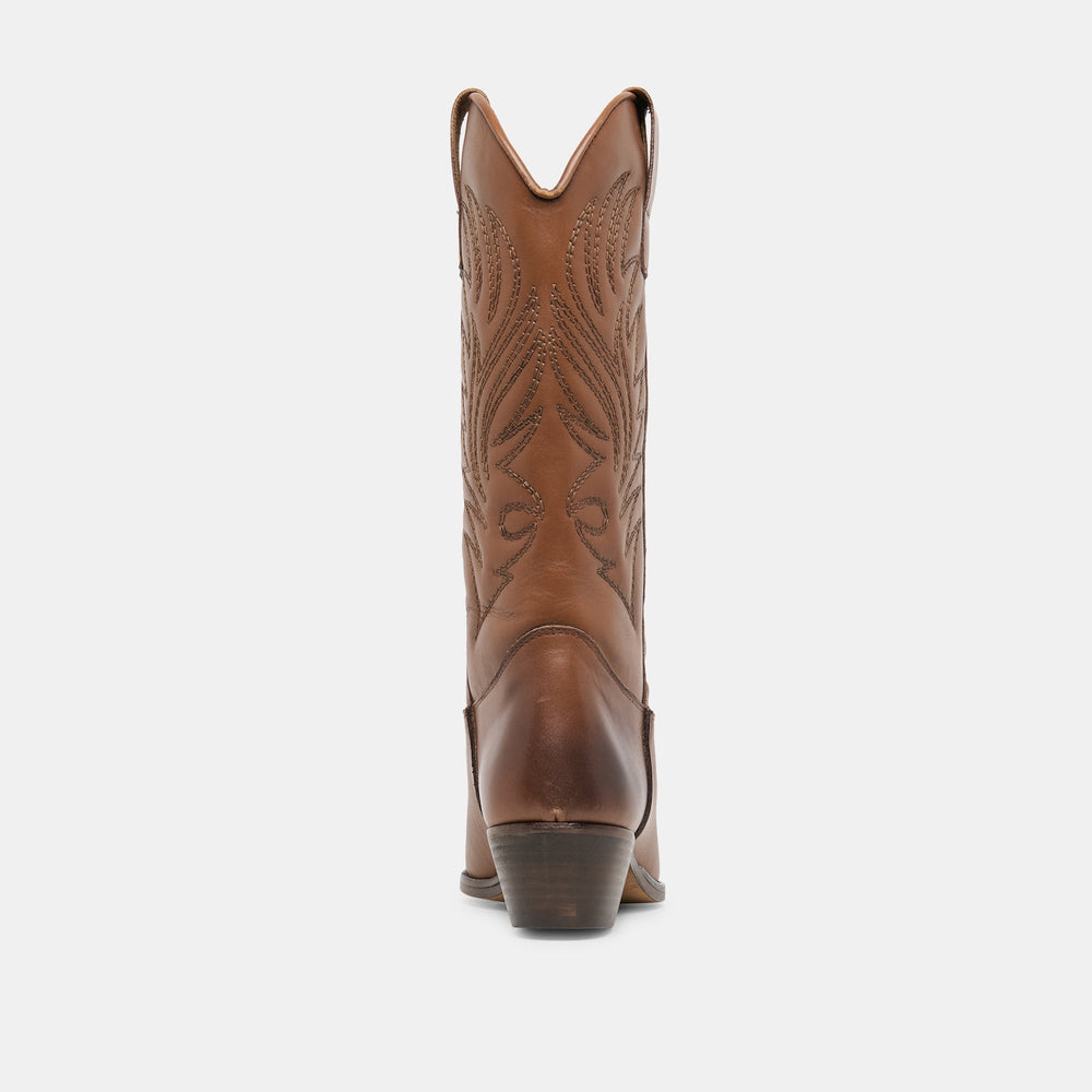 Tanner Chestnut Leather Boots / Dolce Vita