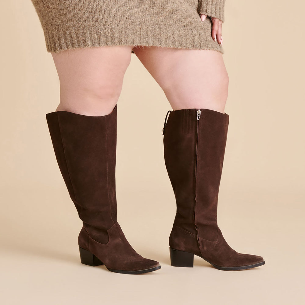 Virona H2O Waterproof Dk Brown Suede Extra Wide Calf Boots / Dolce Vita