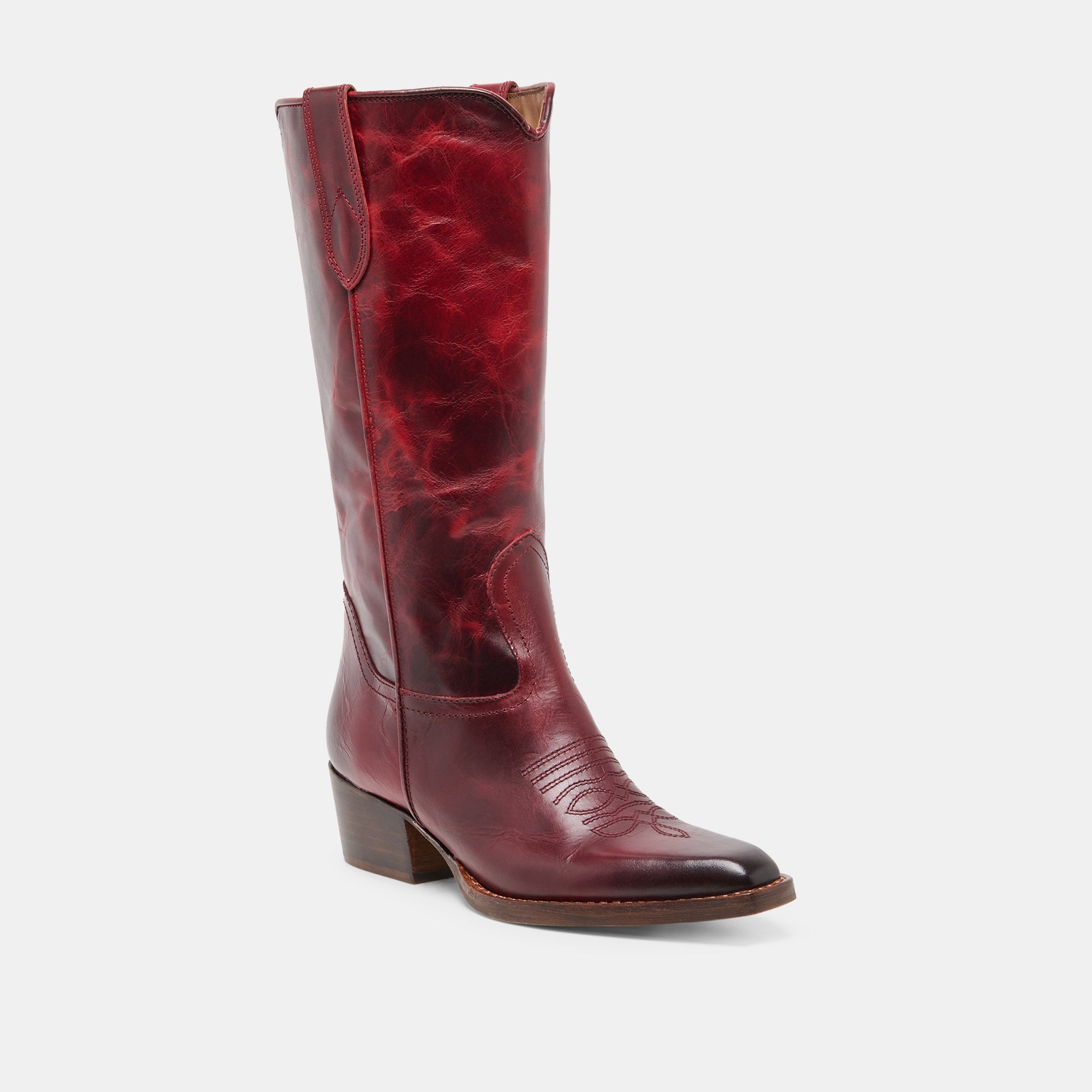 VIGLA Garnet Leather Pointed-Toe Western Boots / Dolce Vita