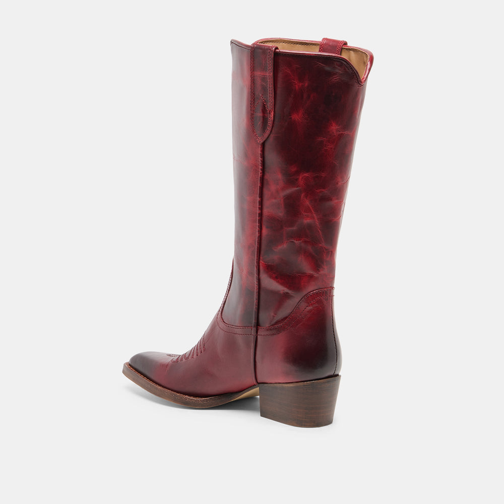 VIGLA Garnet Leather Pointed-Toe Western Boots / Dolce Vita