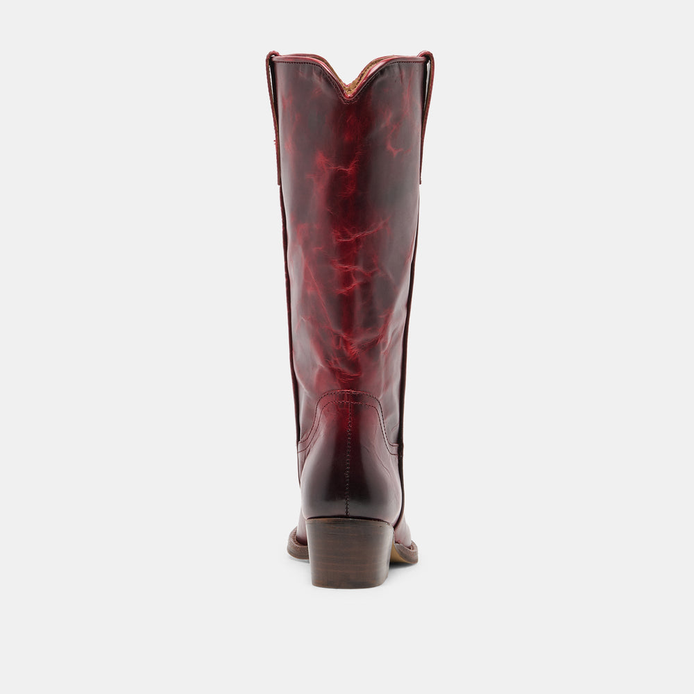 VIGLA Garnet Leather Pointed-Toe Western Boots / Dolce Vita