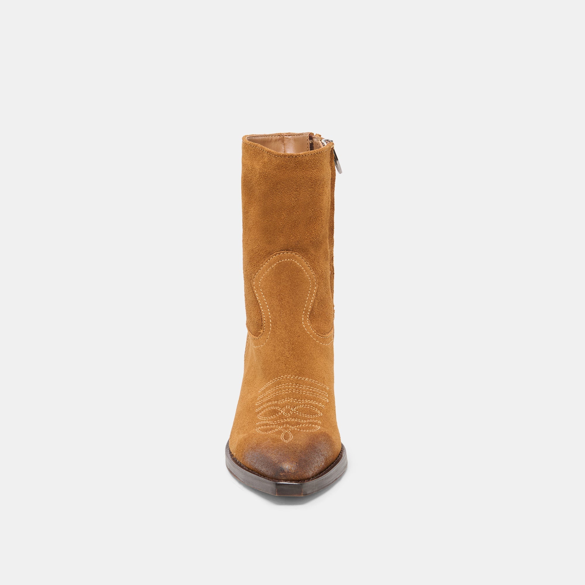 KLYDE Cognac Suede Block Heel Ankle Boots / Dolce Vita