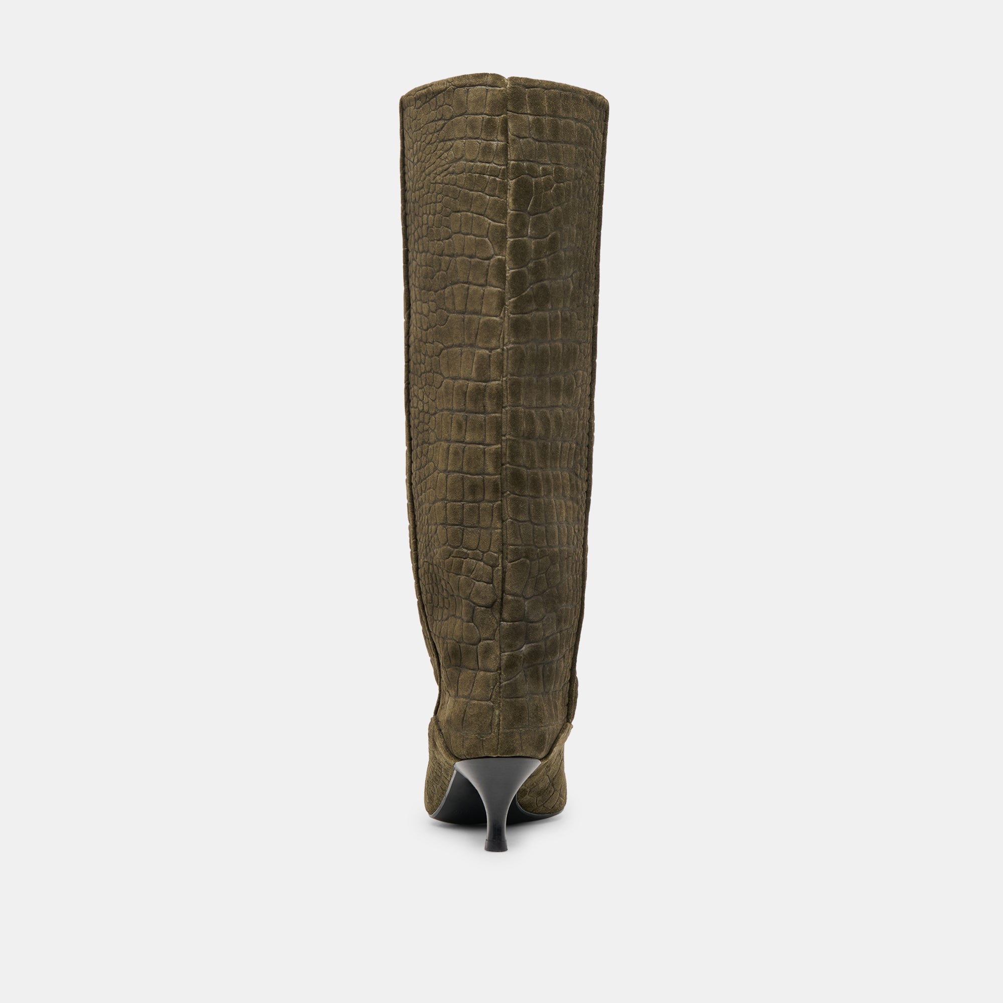 Roxla Olive Croco Embossed Leather Boots / Dolce Vita
