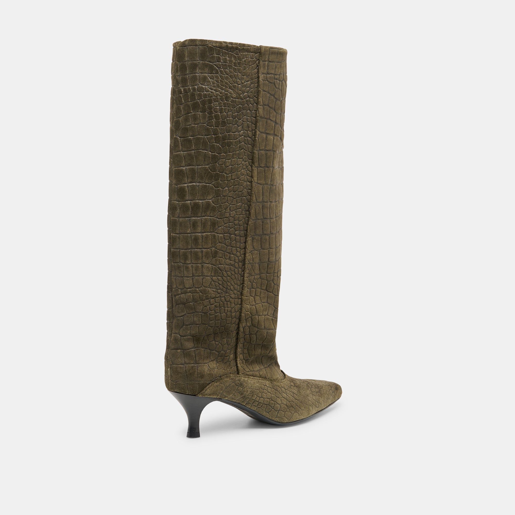 Roxla Olive Croco Embossed Leather Boots / Dolce Vita