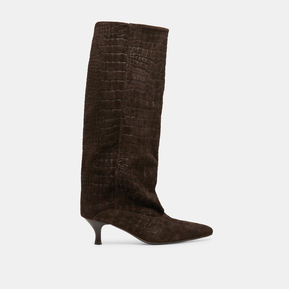 Roxla Dk Chocolate Croco Embossed Leather Boots / Dolce Vita