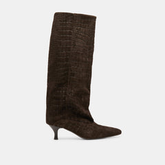 Roxla Dk Chocolate Croco Embossed Leather Boots / Dolce Vita
