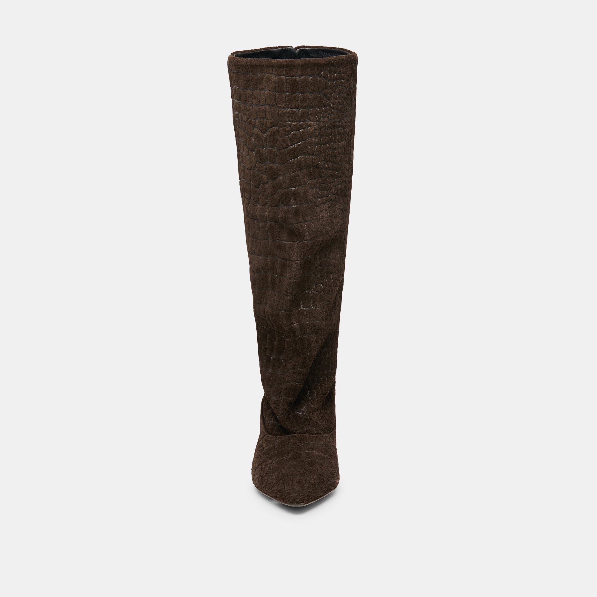 Roxla Dk Chocolate Croco Embossed Leather Boots / Dolce Vita