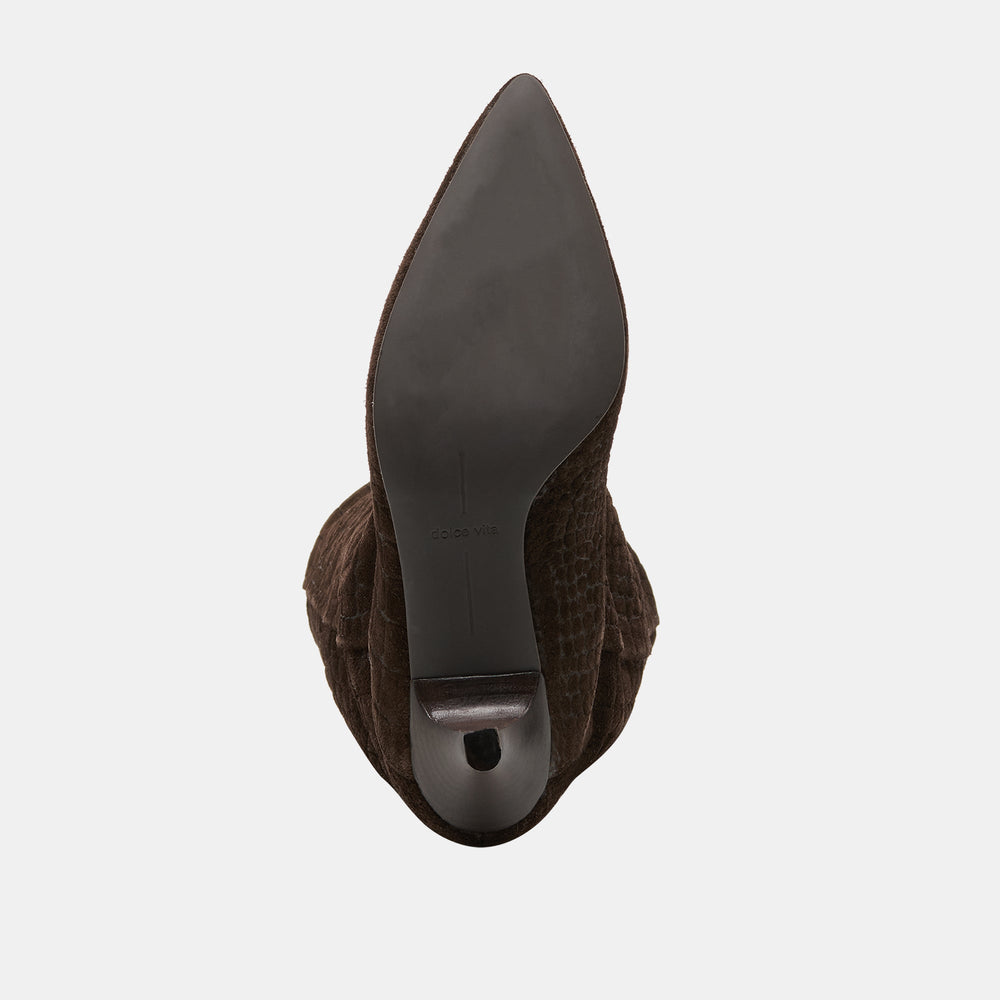 Roxla Dk Chocolate Croco Embossed Leather Boots / Dolce Vita