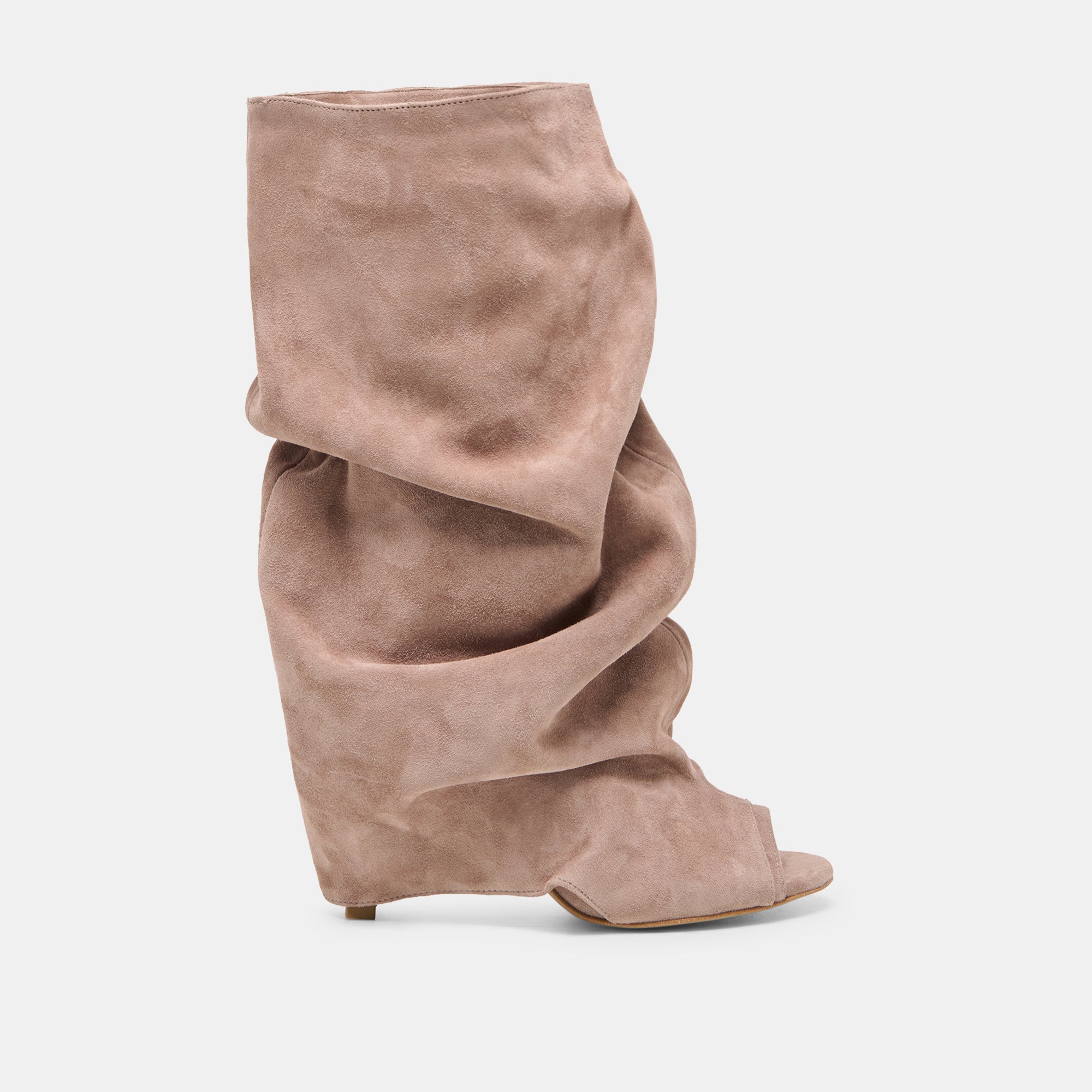 CLYFF Taupe Suede Slouch Foldover Open-Toe Boots / Dolce Vita