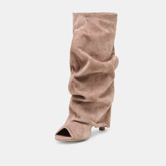 CLYFF Taupe Suede Slouch Foldover Open-Toe Boots / Dolce Vita