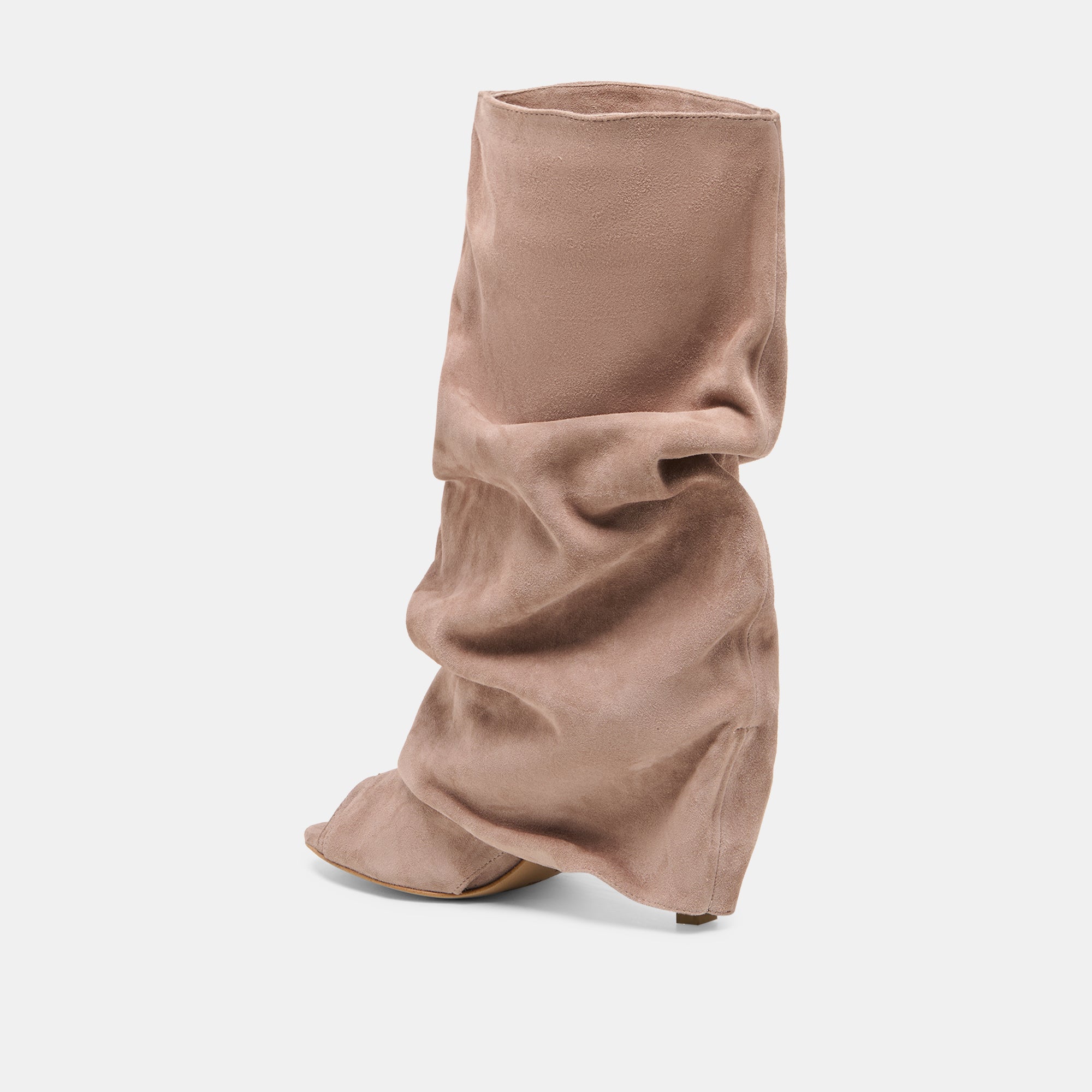 CLYFF Taupe Suede Slouch Foldover Open-Toe Boots / Dolce Vita