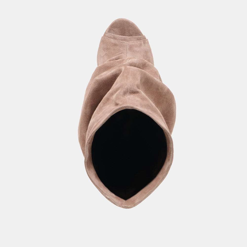 CLYFF Taupe Suede Slouch Foldover Open-Toe Boots / Dolce Vita