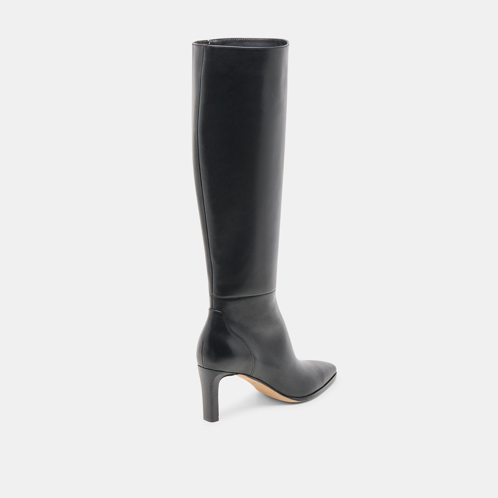 Emmi Black Leather Narrow Calf Boots / Dolce Vita