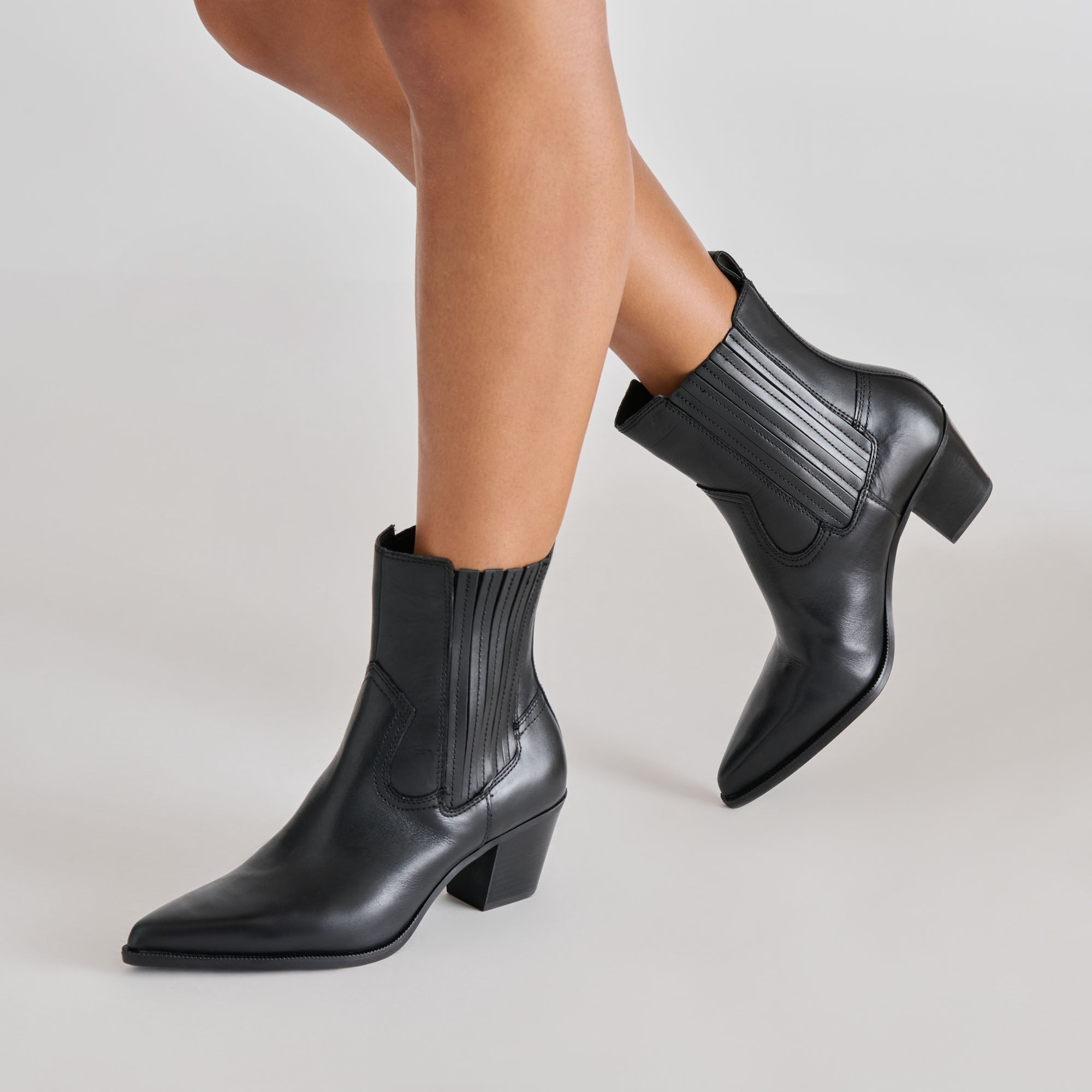 Slim Black Leather Booties / Dolce Vita