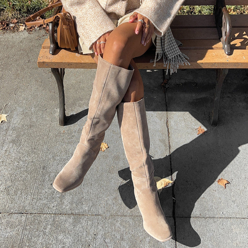 FYNN Boots Truffle Suede | Knee-High Truffle Suede Boots
 – Dolce Vita / Dolce Vita