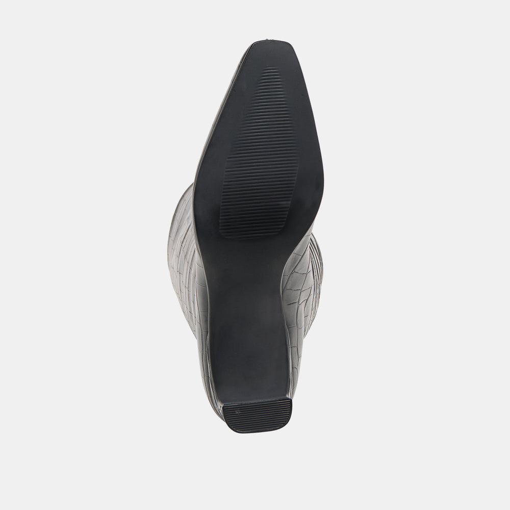 Trixi Noir Croco Embossed Leather Boots / Dolce Vita
