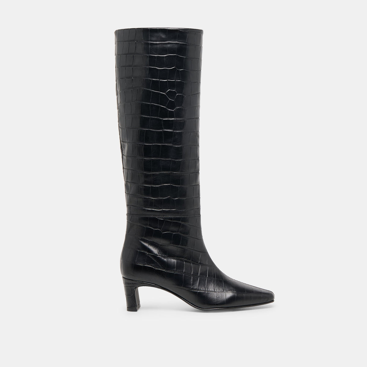 Trixi Noir Croco Embossed Leather Boots / Dolce Vita