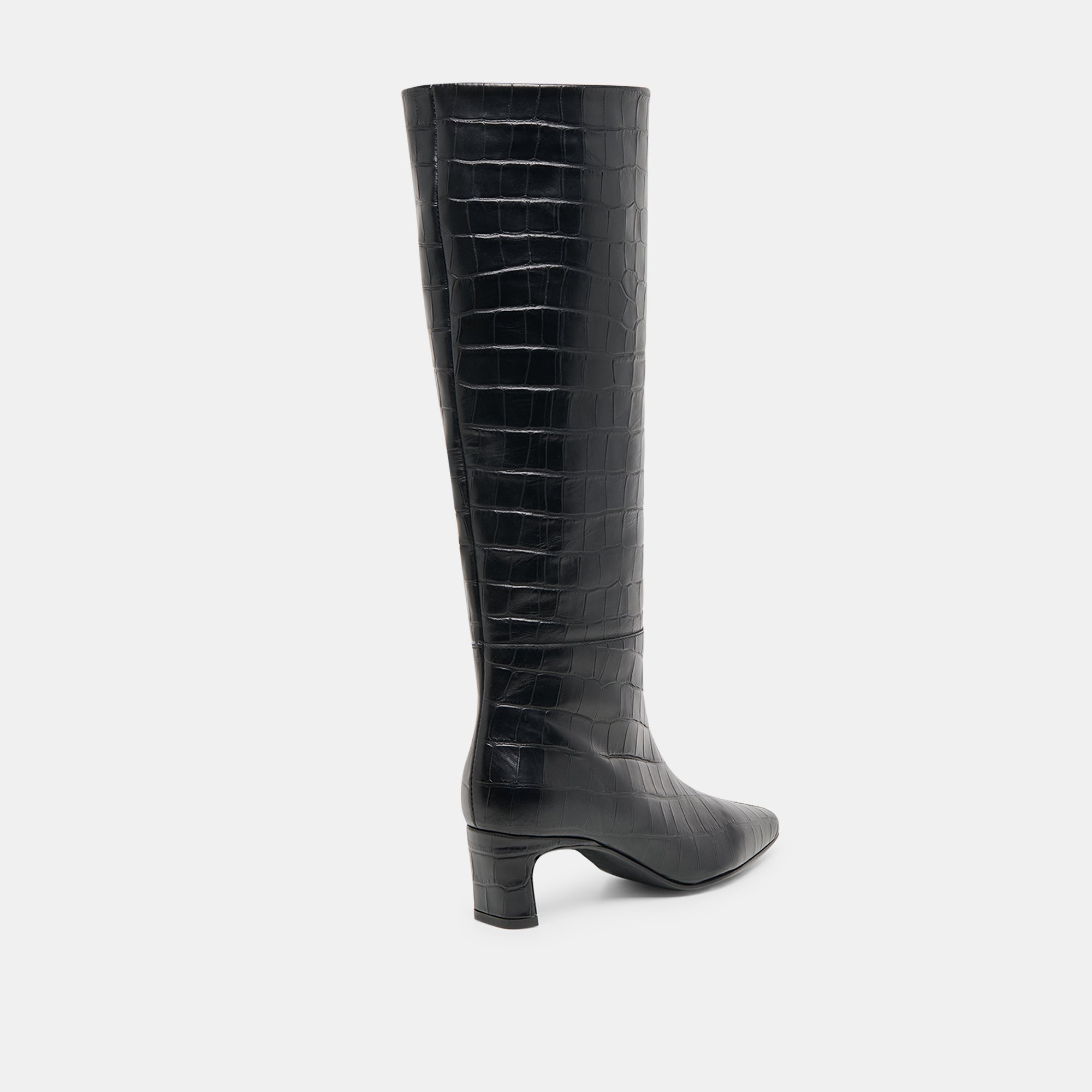 Trixi Noir Croco Embossed Leather Boots / Dolce Vita