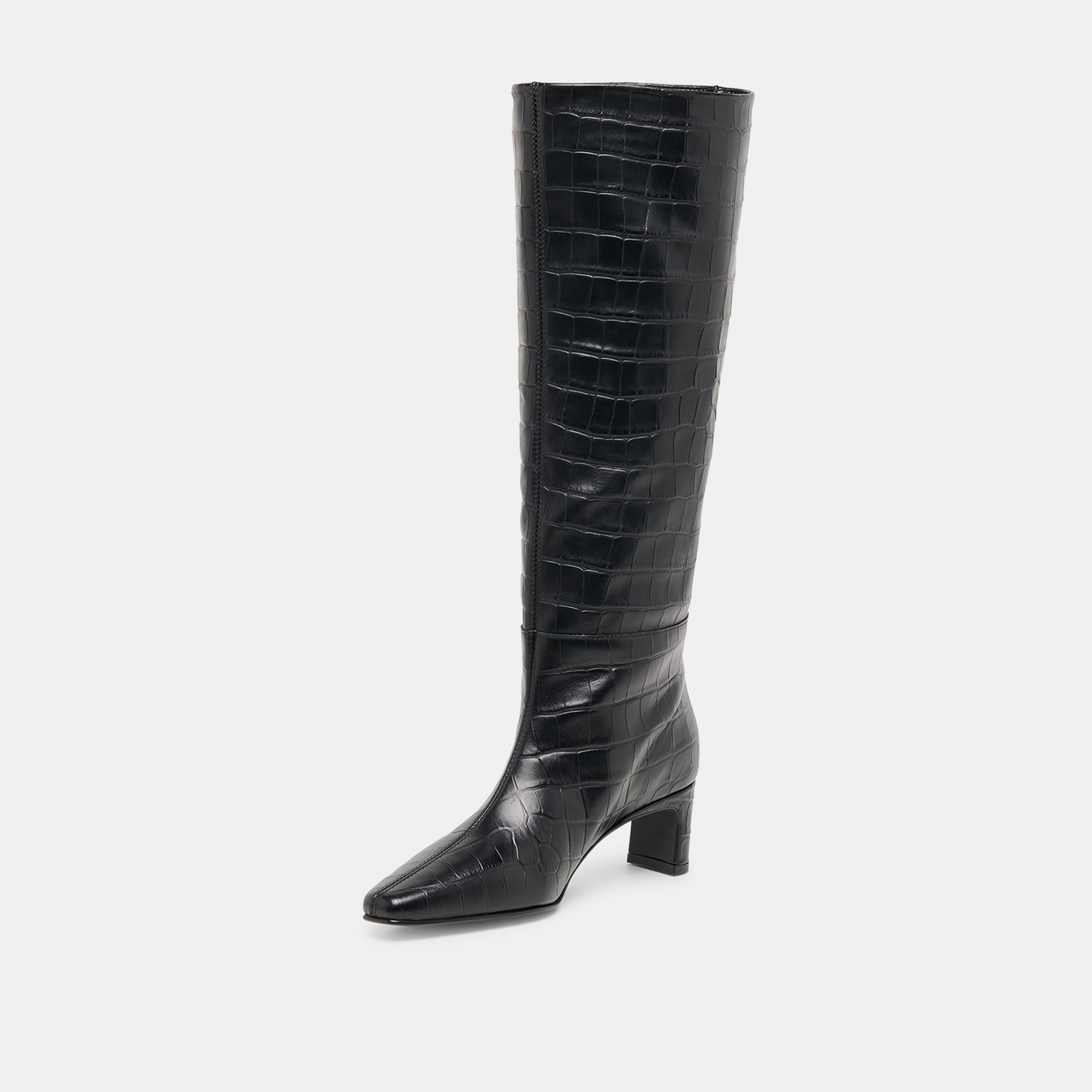 Trixi Noir Croco Embossed Leather Boots / Dolce Vita