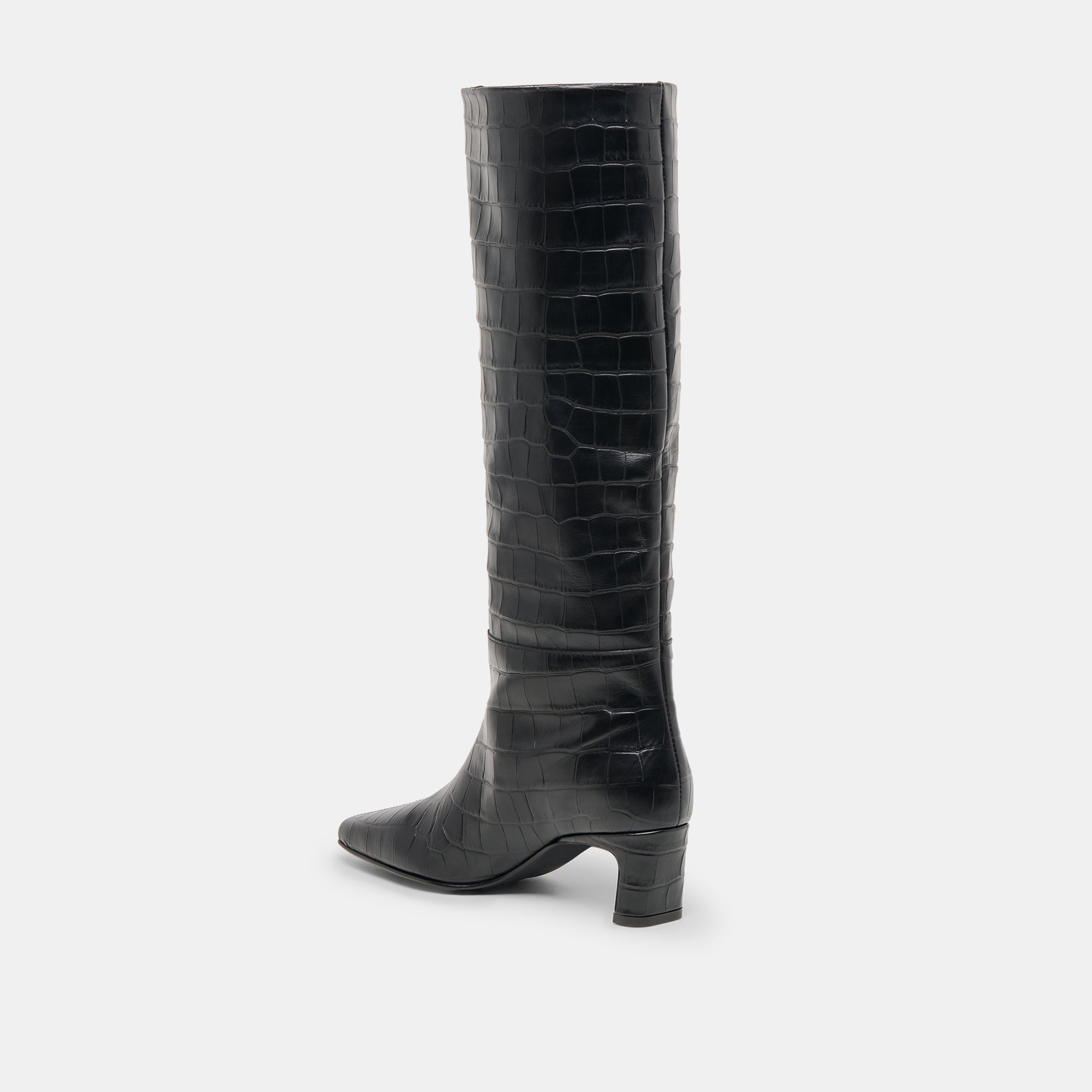 Trixi Noir Croco Embossed Leather Boots / Dolce Vita