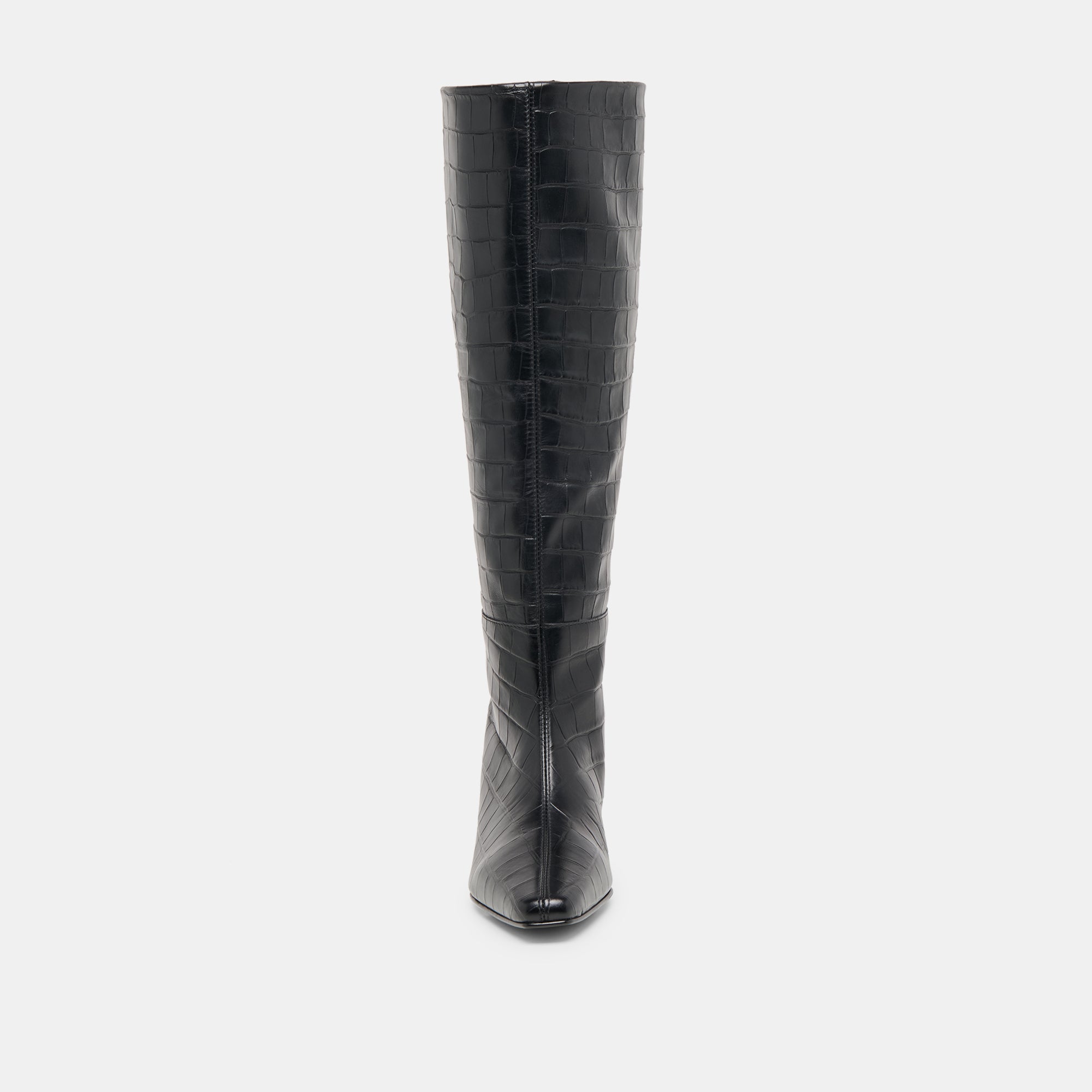 Trixi Noir Croco Embossed Leather Boots / Dolce Vita