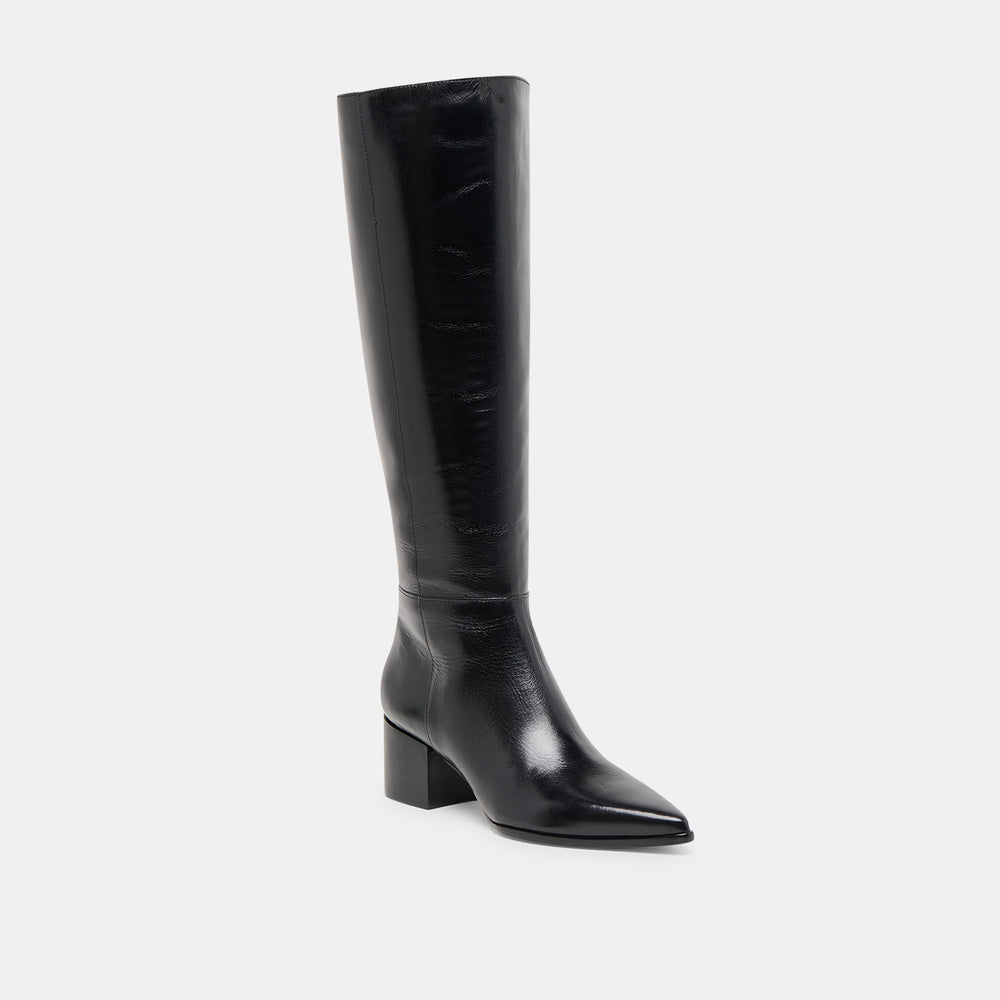 Kirson Black Leather Wide Calf Boots / Dolce Vita