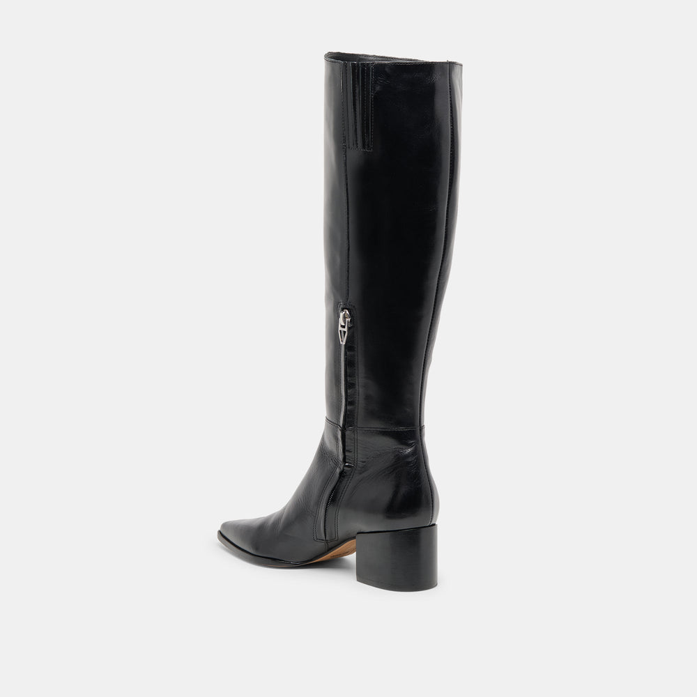 Kirson Black Leather Wide Calf Boots / Dolce Vita