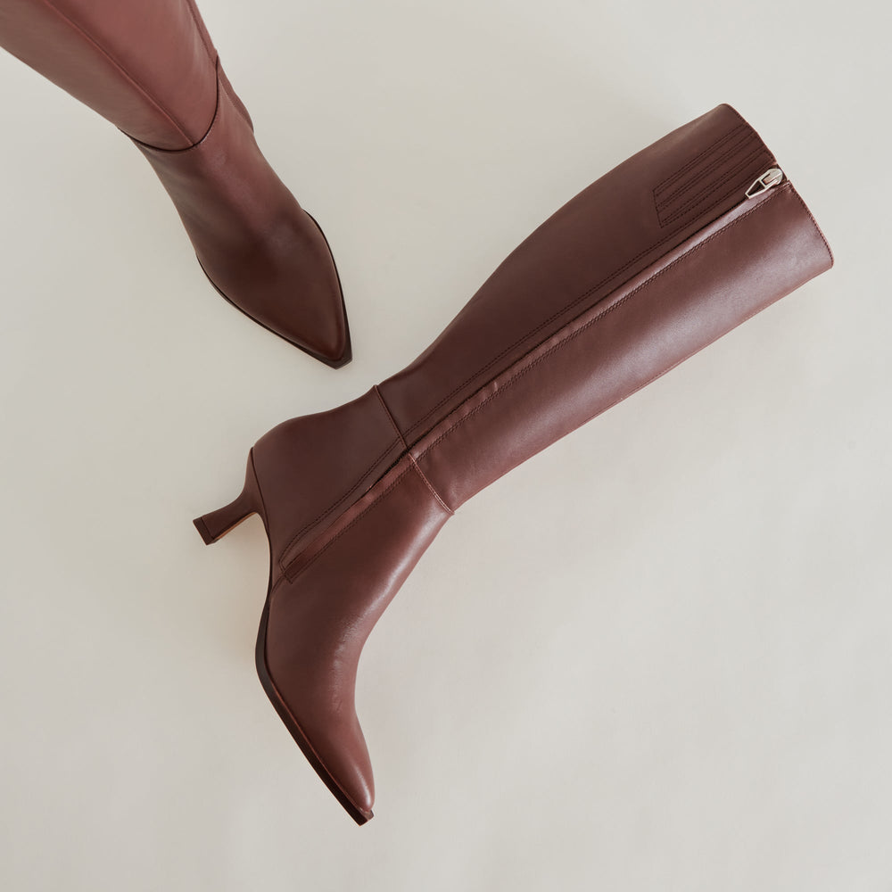 Auggie Wide Calf Boots | Chocolate Leather Boots by Dolce Vita / Dolce Vita