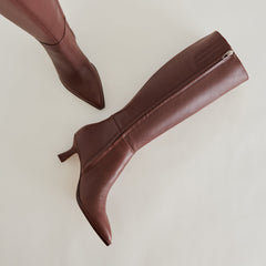Auggie Extra Wide Calf Chocolate Boots | Leather Wide Calf Boots
 – Dolce Vita / Dolce Vita