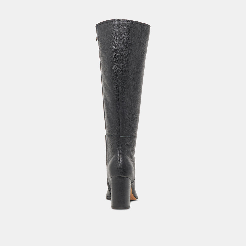 FYNN Wide Calf Boots Onyx Leather | Women's Onyx Knee-High Boots
 – Dolce Vita / Dolce Vita