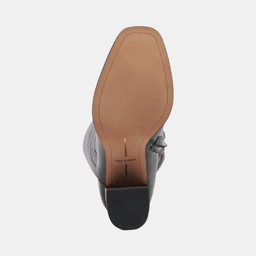 FYNN Wide Calf Boots Onyx Leather | Women's Onyx Knee-High Boots
 – Dolce Vita / Dolce Vita