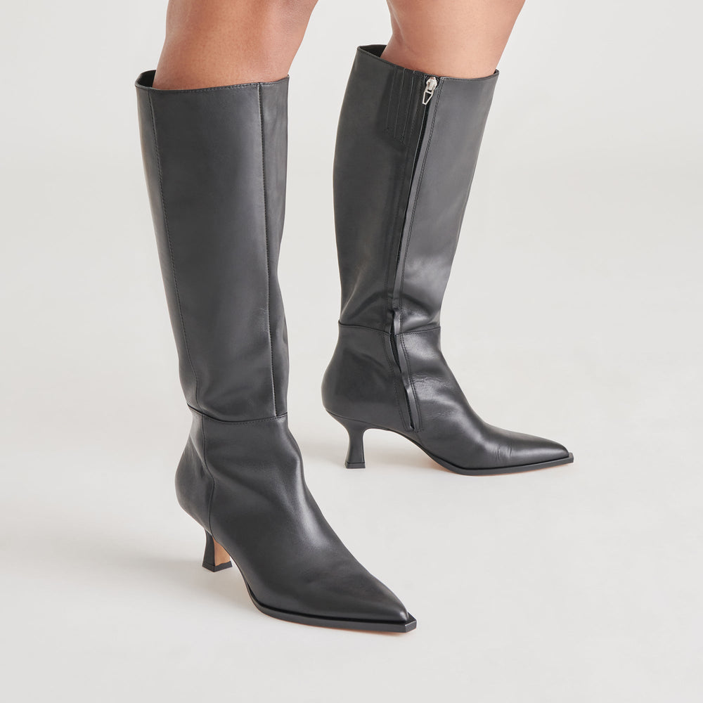 Auggie Wide Calf Boots | Black Leather Boots by Dolce Vita / Dolce Vita
