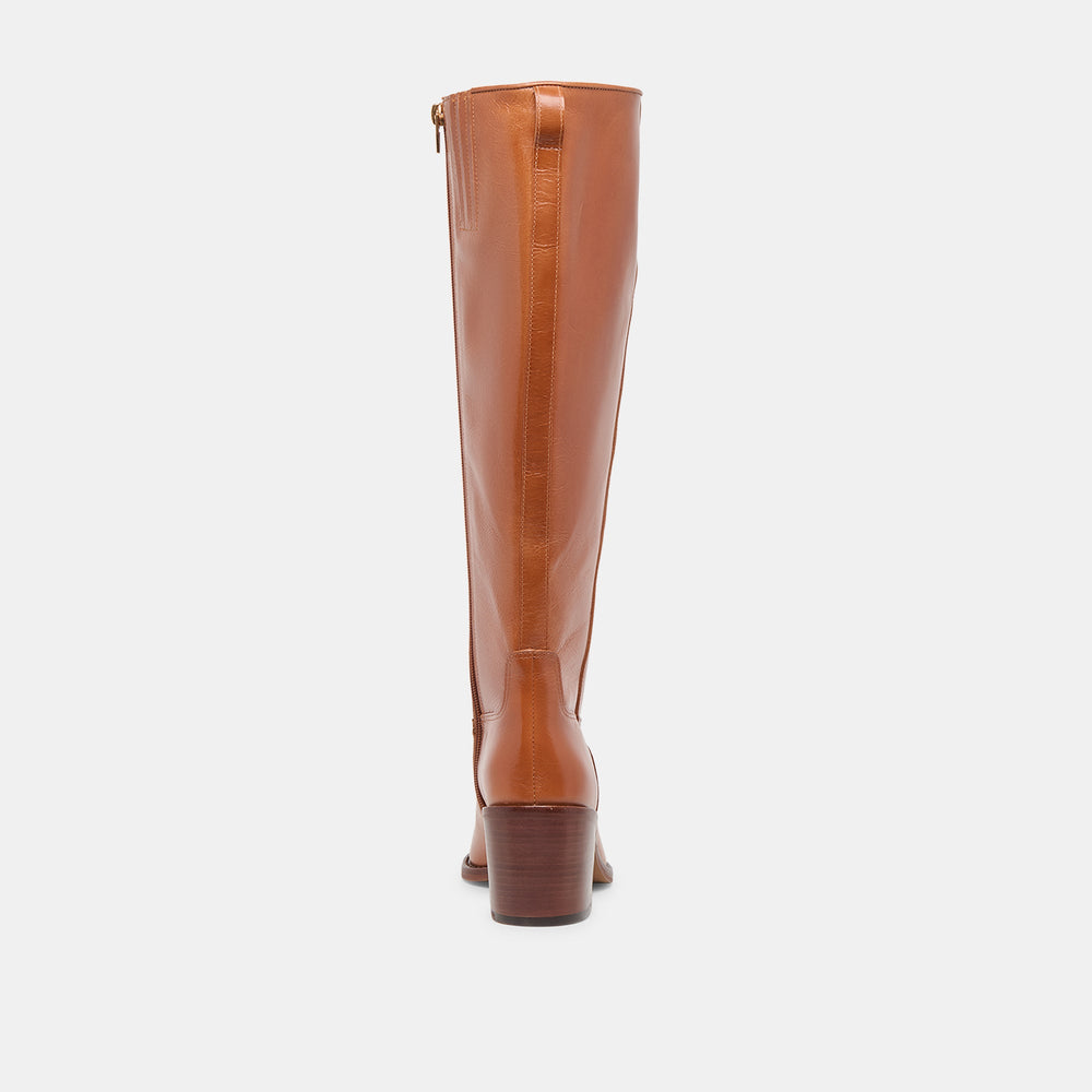 Lucyle Tan Leather Wide Calf Boots / Dolce Vita