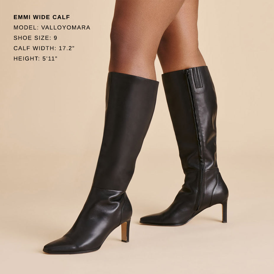Emmi Black Leather Wide Calf Boots / Dolce Vita