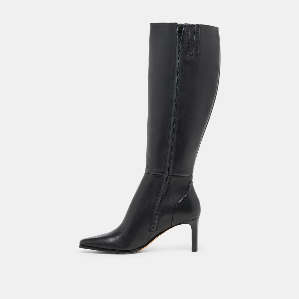 Emmi Black Leather Wide Calf Boots / Dolce Vita