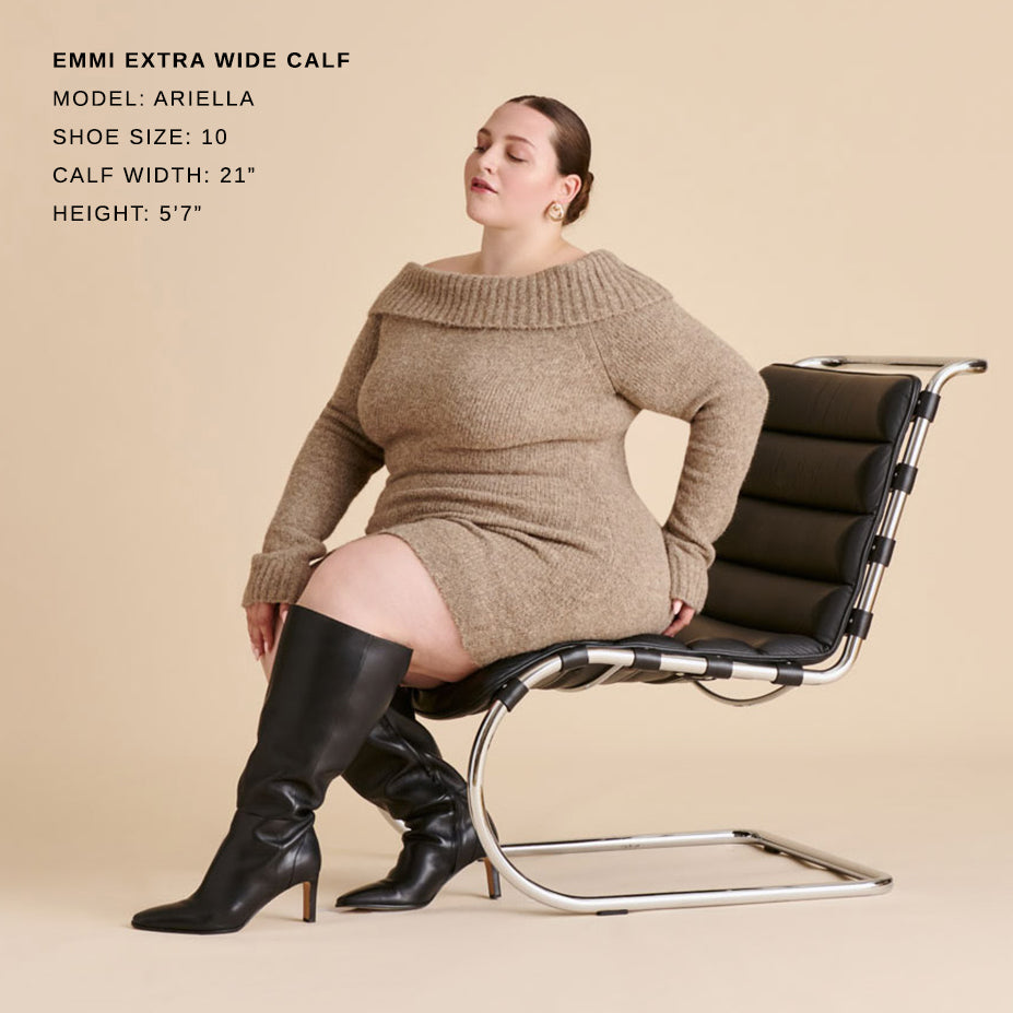 Emmi Black Leather Extra Wide Calf Boots / Dolce Vita