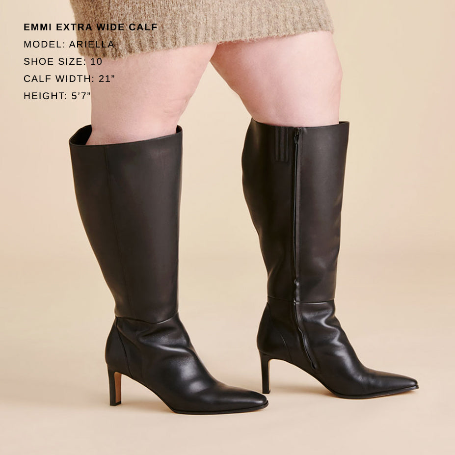 Emmi Black Leather Extra Wide Calf Boots / Dolce Vita