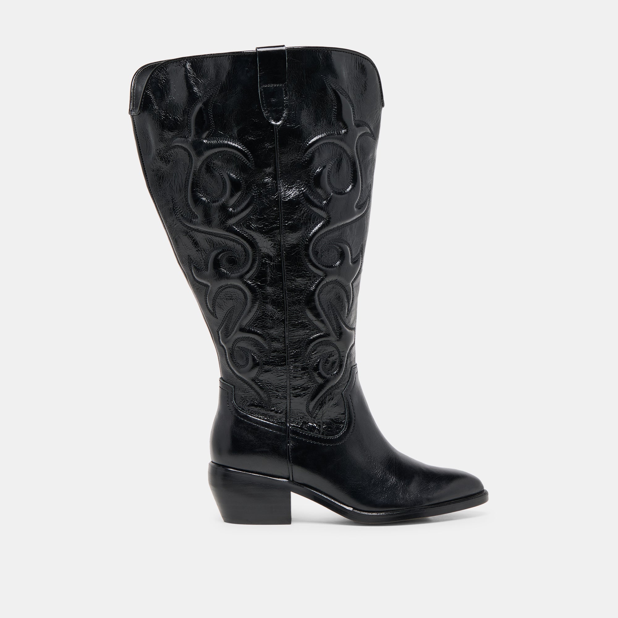Mirla Black Leather Extra Wide Calf Boots / Dolce Vita