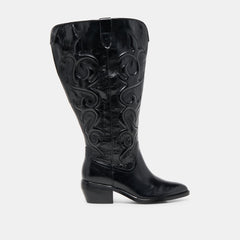 Mirla Black Leather Extra Wide Calf Boots / Dolce Vita