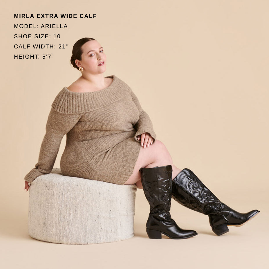 Mirla Black Leather Extra Wide Calf Boots / Dolce Vita