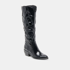 Mirla Black Leather Extra Wide Calf Boots / Dolce Vita