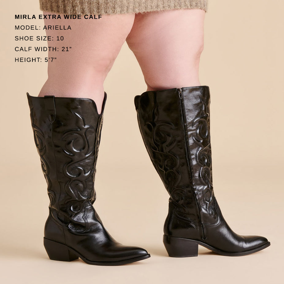 Mirla Black Leather Extra Wide Calf Boots / Dolce Vita