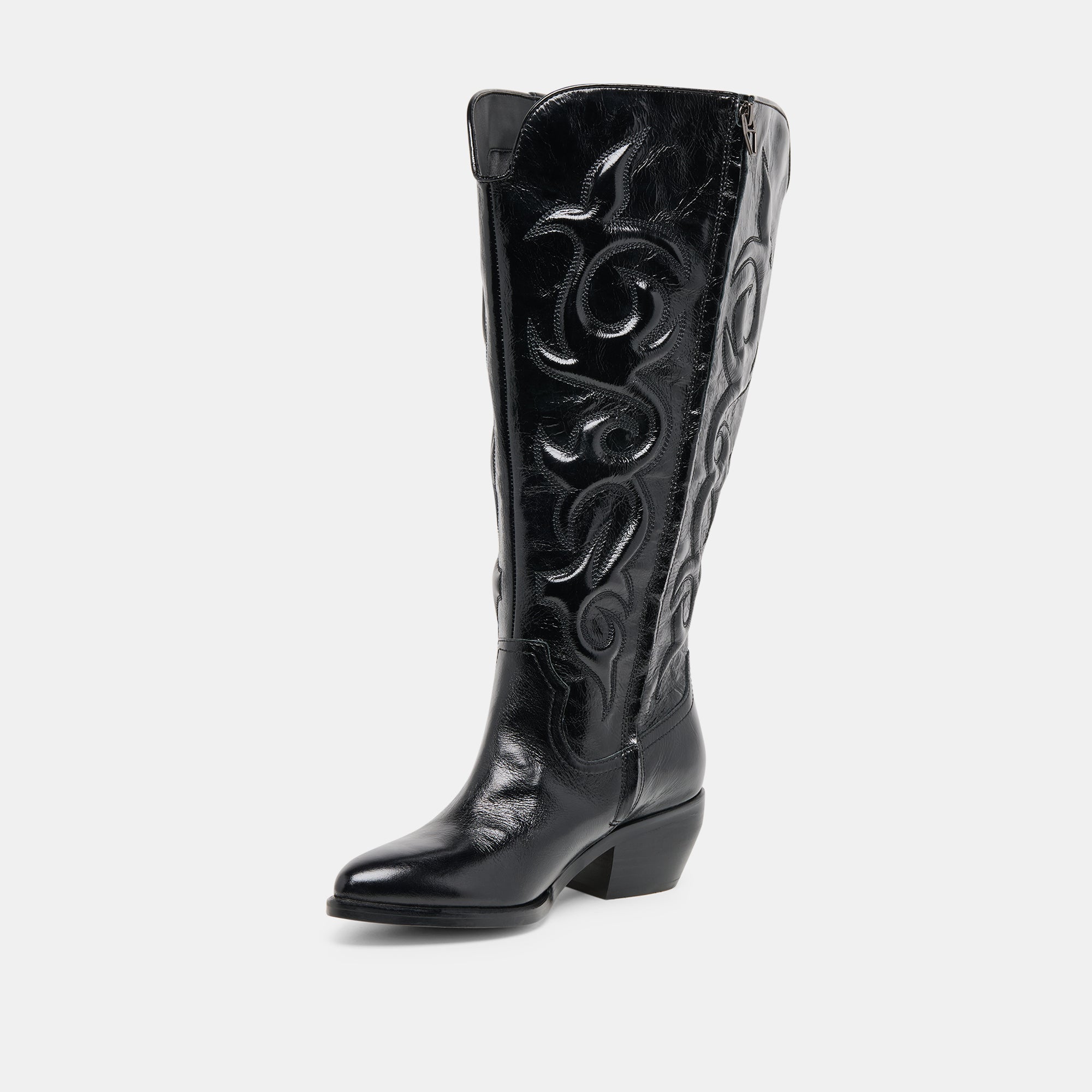 Mirla Black Leather Extra Wide Calf Boots / Dolce Vita